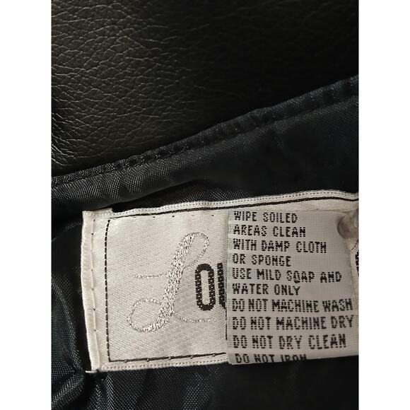 Louise Paris Faux Leather Jacket Sz S Black Mid Snaps Pockets Back Belt Modern - Picture 14 of 14